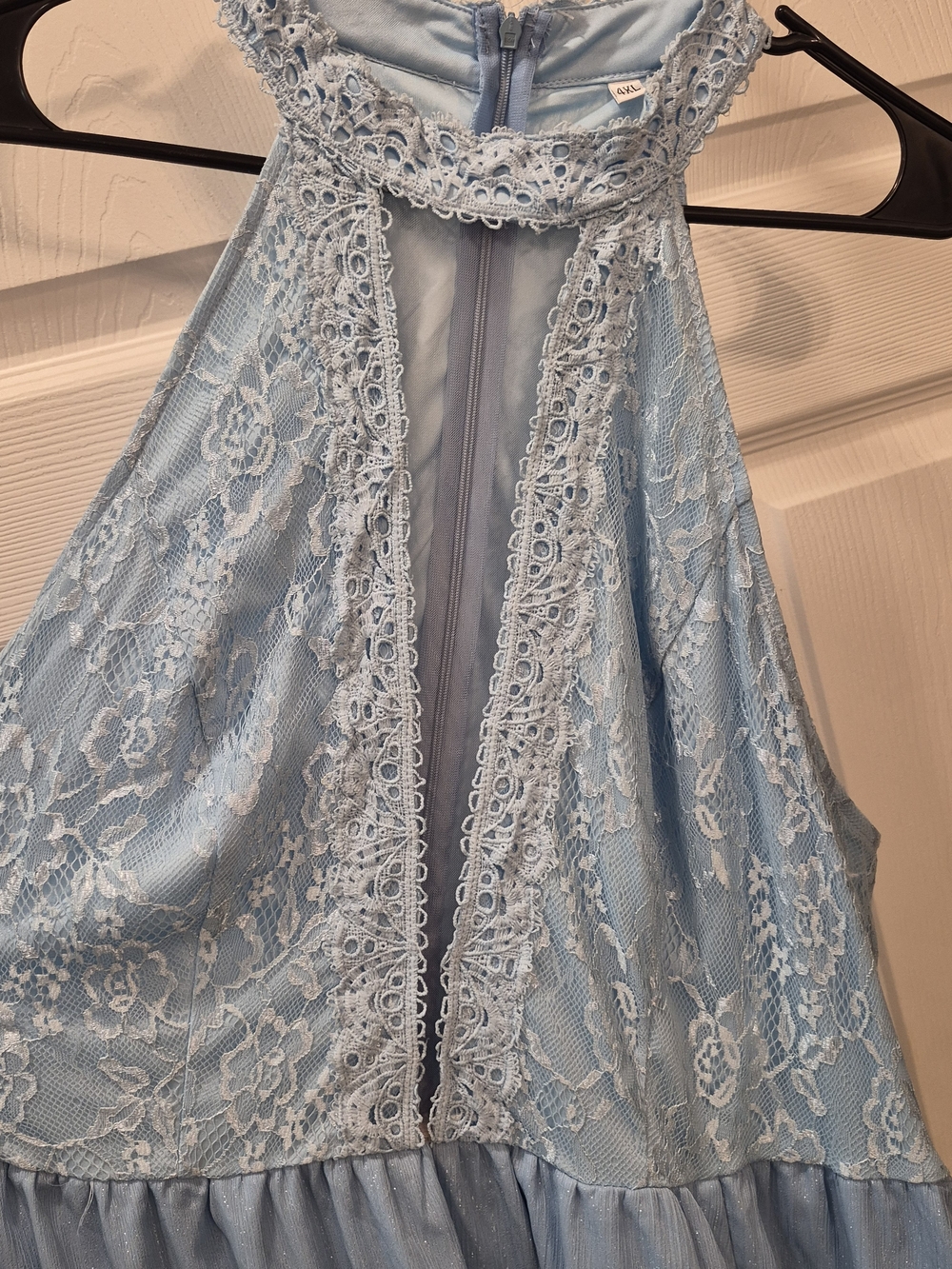 Women's Light Blue Lace Halter Nightdress - Elegant Dress